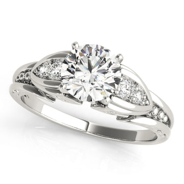 Silver Single Row Engagement Ring Prong Set
